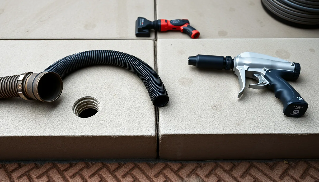 Mudjacking and polyurethane foam injection equipment compared side by side on concrete